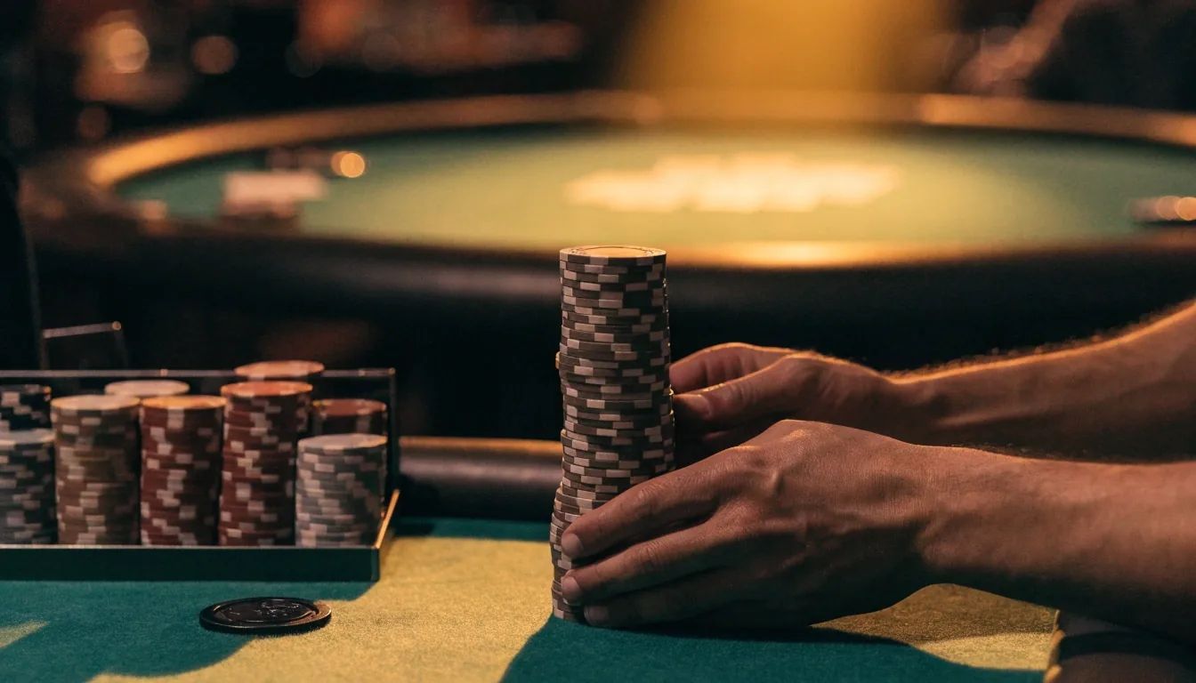 Pokerový stůl připravený na start série turnajů