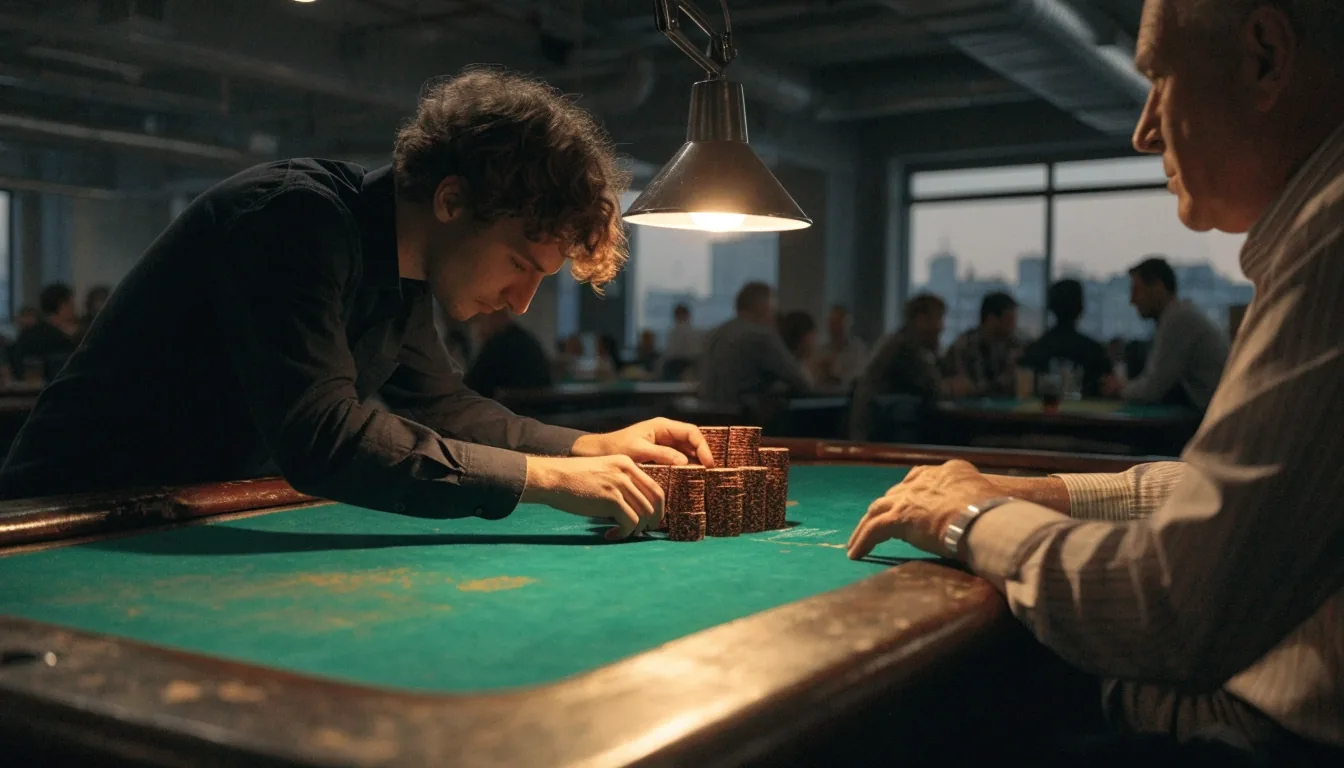 Prázdný cash game stůl v polodálce klidné herny